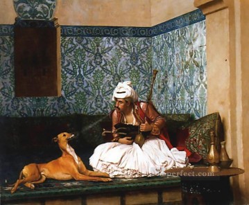  Griego Pintura Art%C3%ADstica - Arnaut echando humo a la nariz de su perro Orientalismo árabe griego Jean Leon Gerome